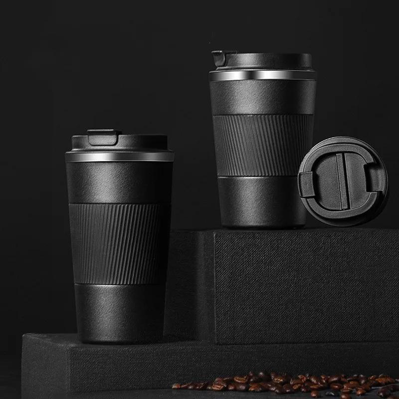 380ml 510ml double walled insulated stainless steel coffee mug leak proof non slip vacuum   metal travel thermal cup for hot and cold beverages details 4