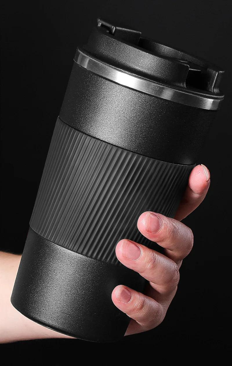 380ml 510ml double walled insulated stainless steel coffee mug leak proof non slip vacuum   metal travel thermal cup for hot and cold beverages details 2