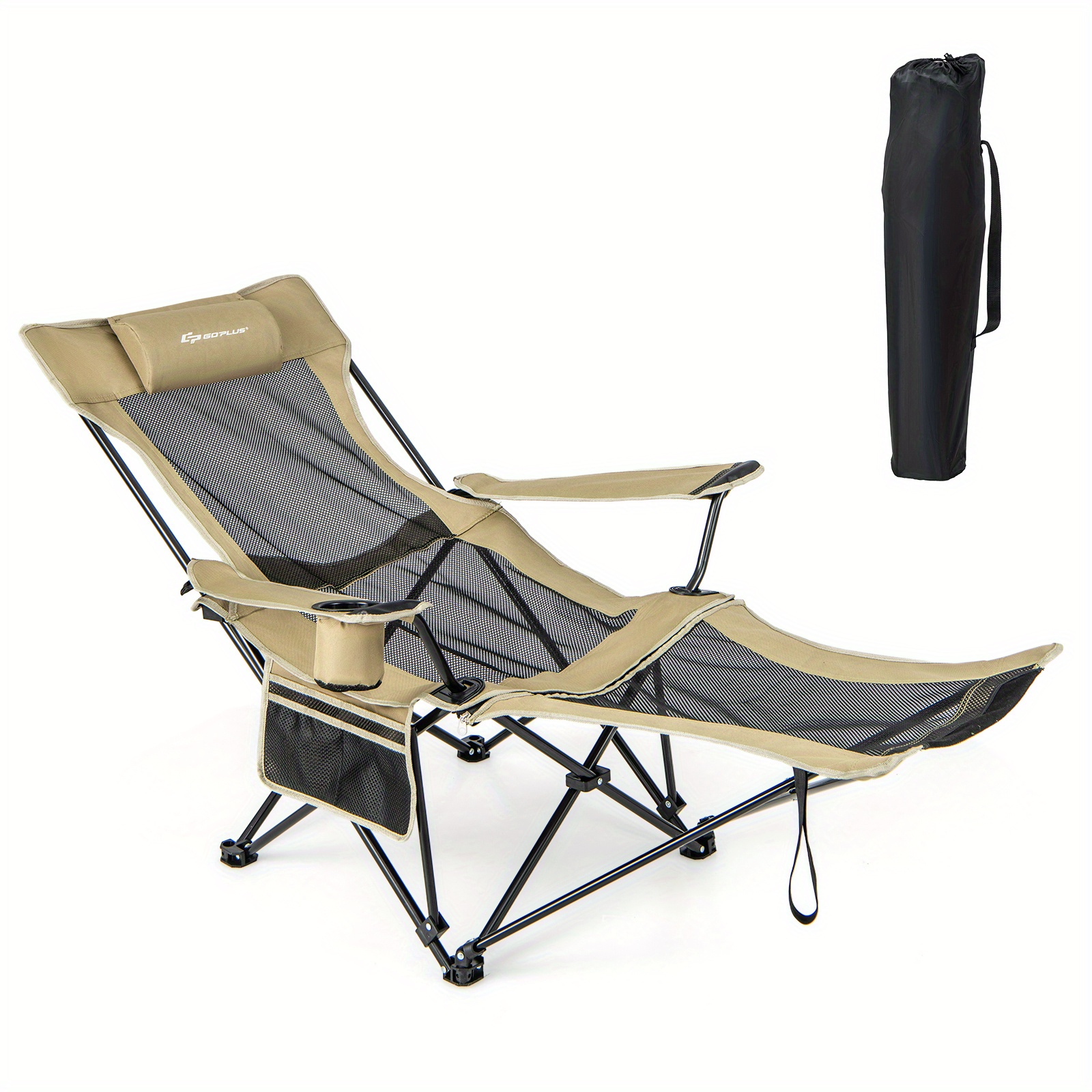 TEMU Goplus Chaise pliante de camping avec -pieds amovible pour la pêche, le camping et les -