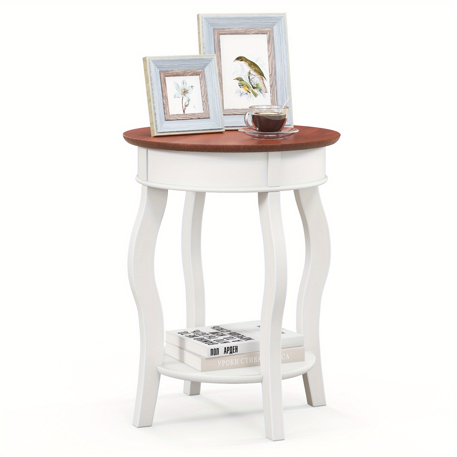 

Goplus 2-tier Side Table W/ Storage Wooden Nightstand W/shelf & Solid Rubber Wood Legs