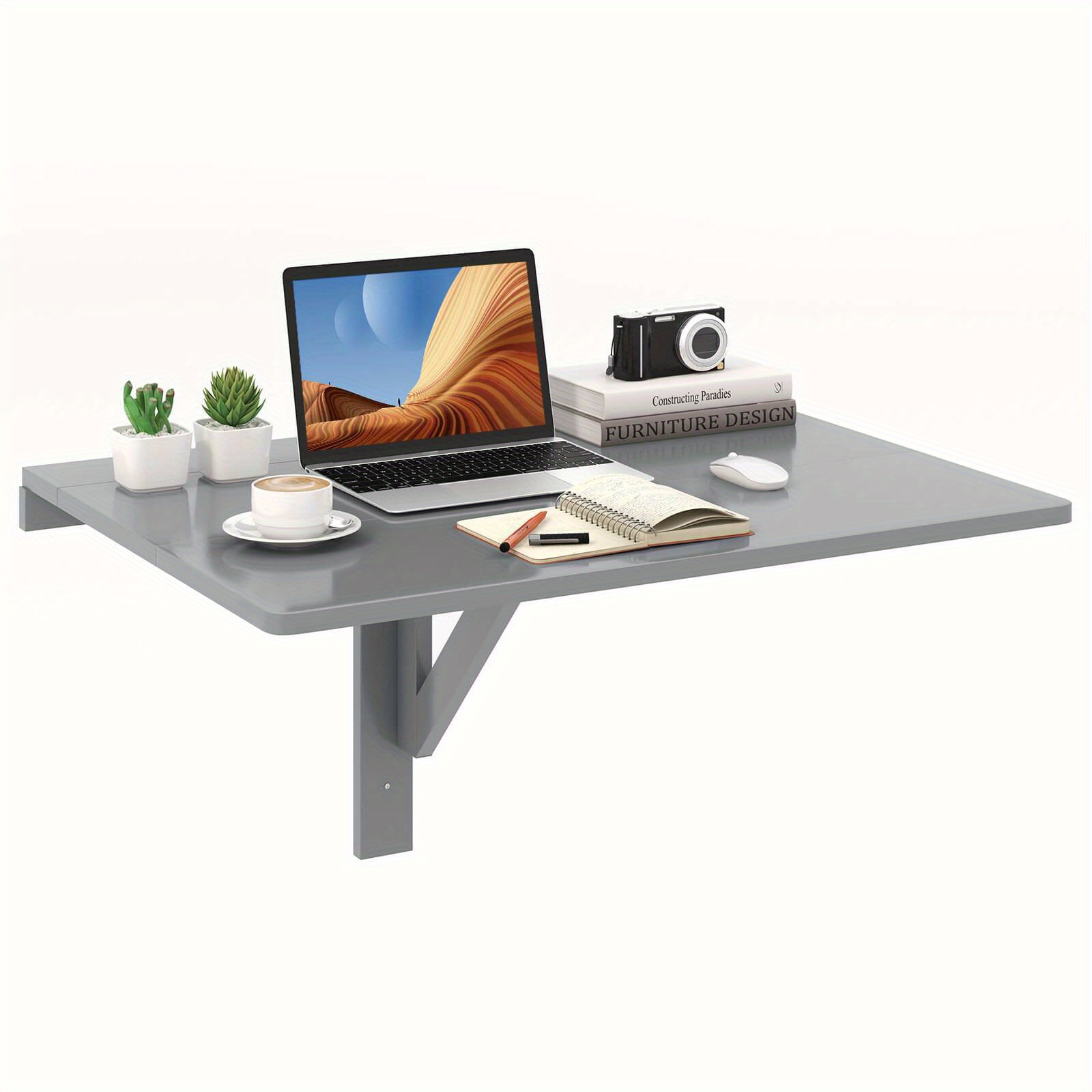 

Goplus Wall-mounted Drop-leaf Table Floating Folding Desk Space Saver Black