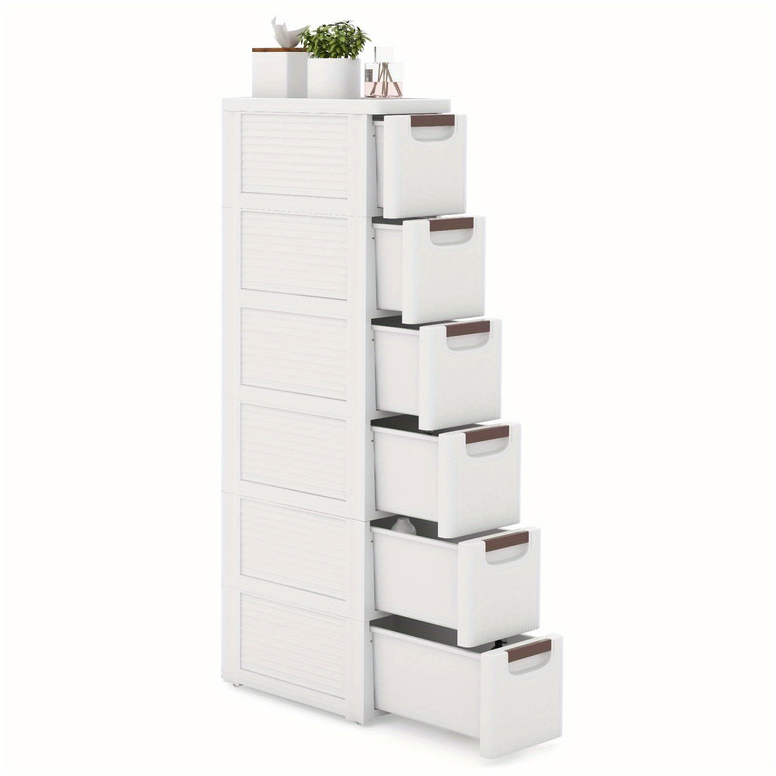 

Goplus 6-drawer Narrow Rolling Storage Cabinet With Pull Handles Built-in Wheels
