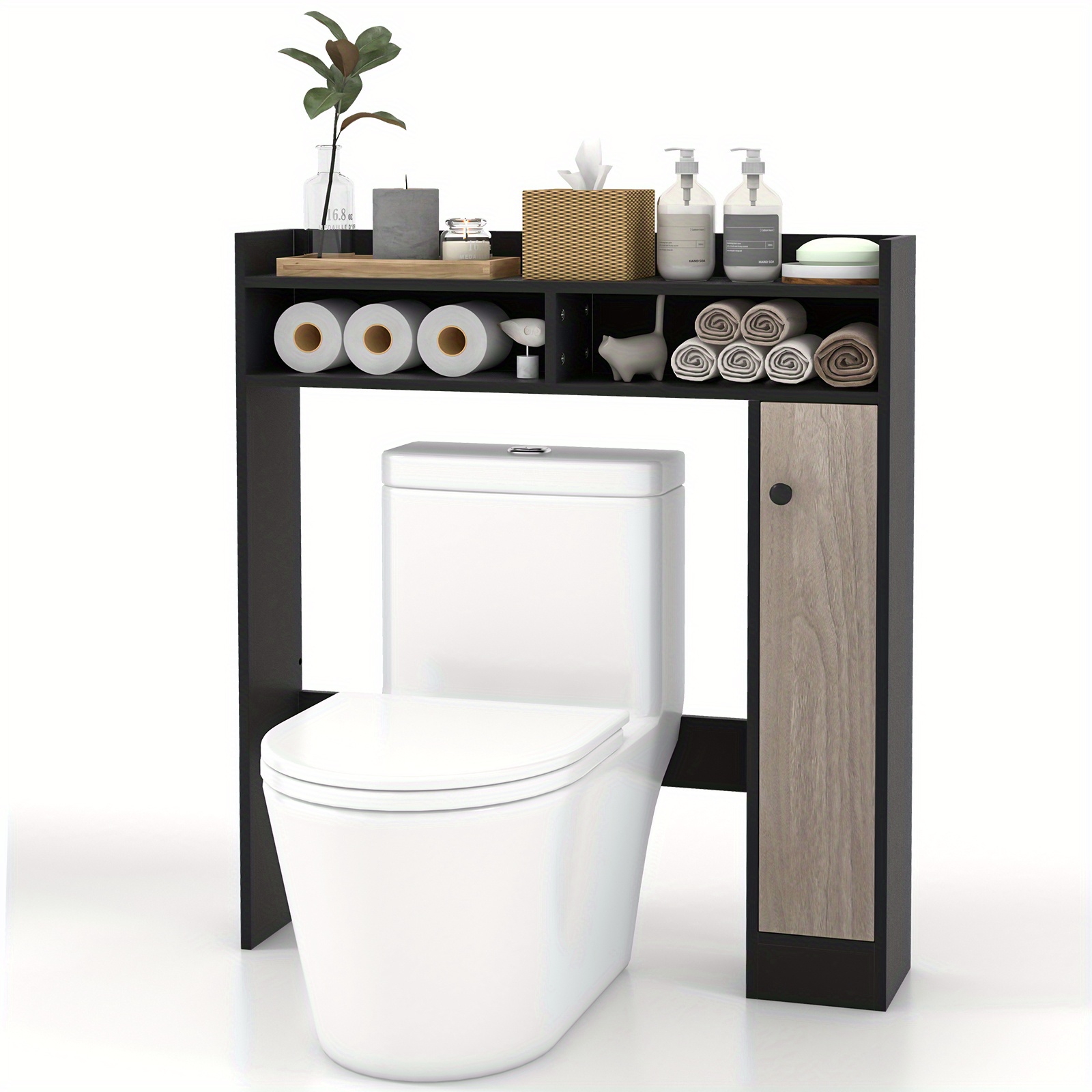 

Goplus Over The Toilet Bathroom Cabinet Floor Storage Organizer W/ Adjustable Shelves