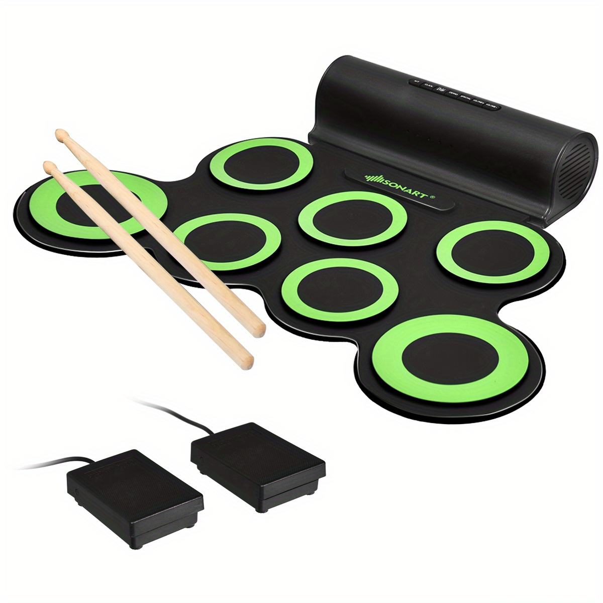 

Multigot Electronic Roll Up Drum Set 7 Pads Midi Drum Kit W/ 2 Speaker & Headphone Green