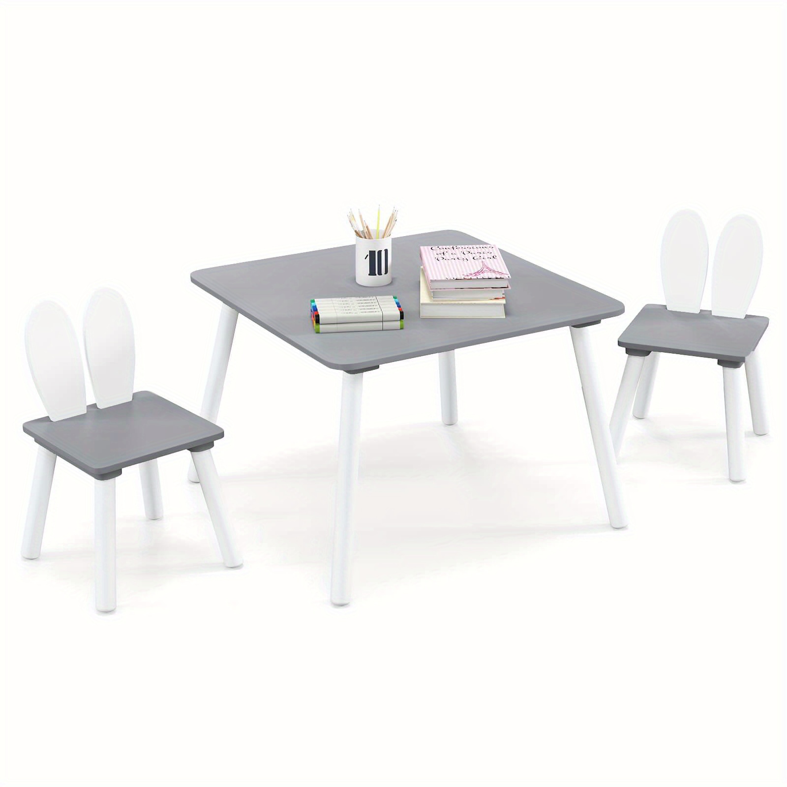 

Safstar 3 Pieces Kids Table & Chairs Set Children Wooden Furniture Set W/solid Wood Legs