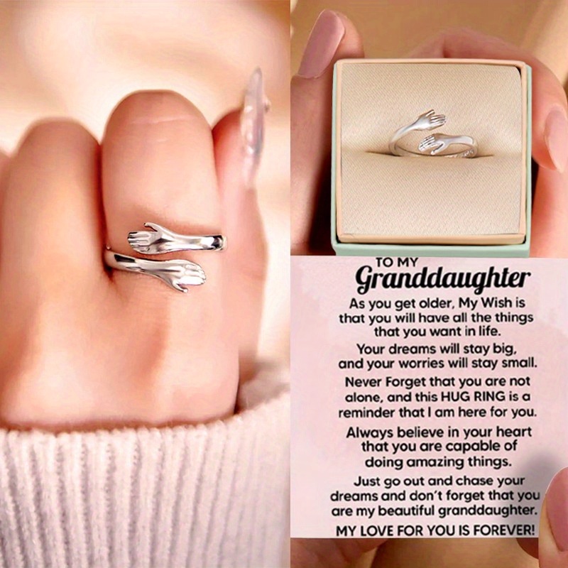 

Elegant And Fashionable Open Hug Ring With Card Box For Granddaughter Encouragement Gift Anniversary Gift Birthday Gift