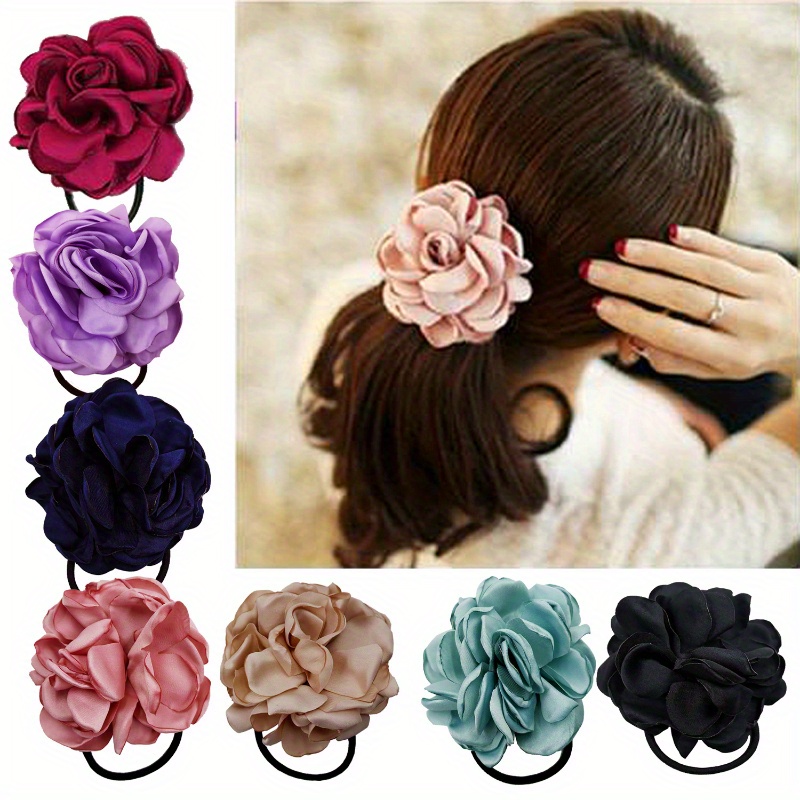 

7pcs Burnt Flower Hair Ring Women's Burnt Flower Hair Ring Hair Rope