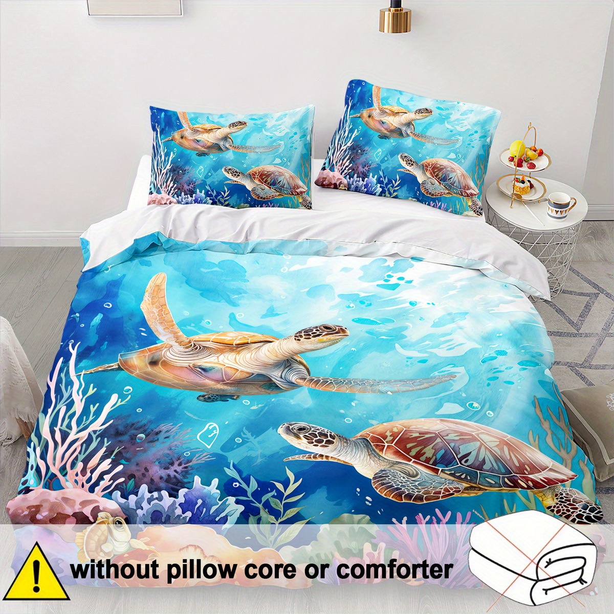 TEMU 2/3pcs Duvet Cover Set, Soft And Comfortable, Sea Turtle Duvet Cover Set Twin Size, Sea Turtle Bedding Set For Twin Size, Ocean Duvet Cover, Sea