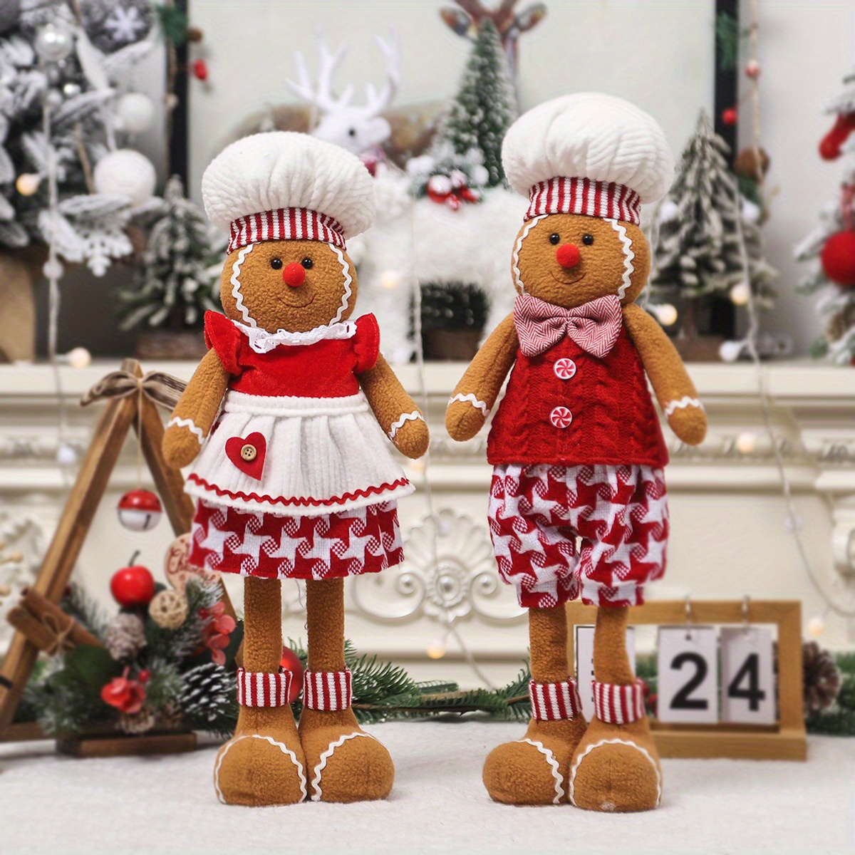 

Christmas Gingerbread For Man Doll, Stretchable Cartoon Figurine, No Batteries Required, Featherless, Cotton, Ideal For Holiday/new Year Home Decoration