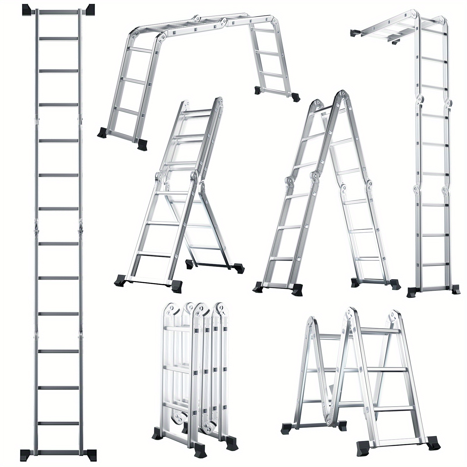 

Safstar 12.5' Multi Purpose Step Platform Aluminum Folding Ladder 330lb