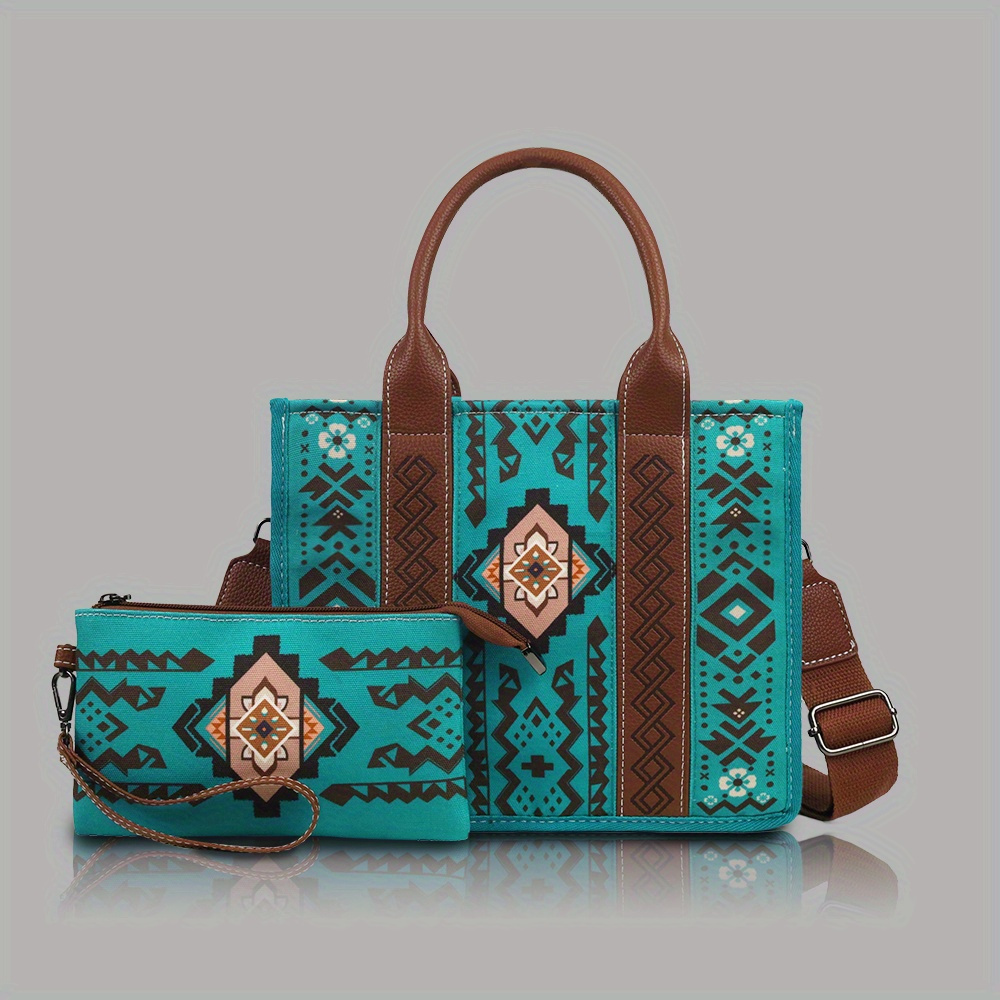 

Women Handbag Travel Bohemian Tote Bag Vintage Purses And Handbags Boho Style Work Shoulder Bags, With Adjustable Strap, & Clutch Zipper Pouch For