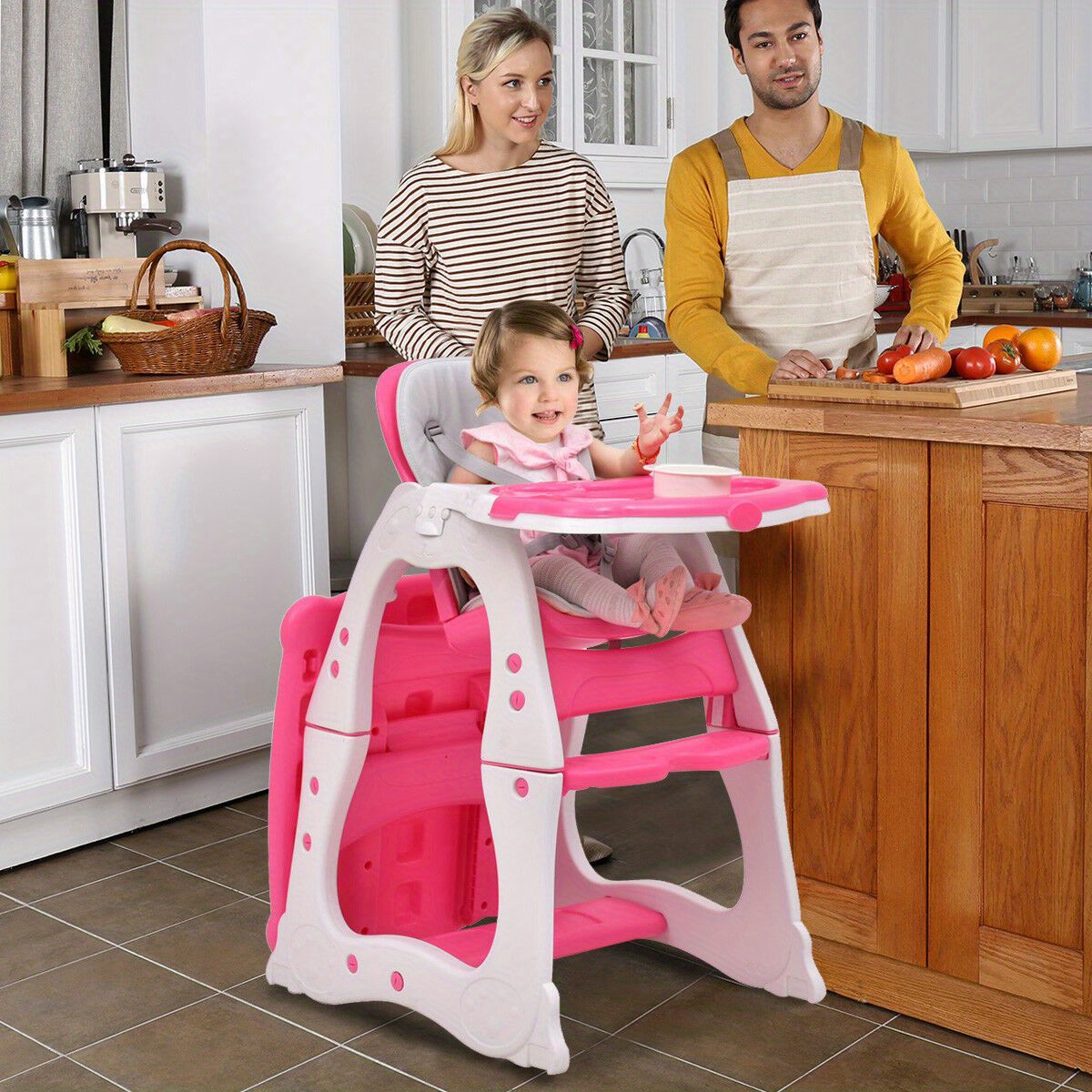 TEMU Safstar 3 In 1 Baby High Chair Convertible Play Table Seat Booster Toddler Baby Tray