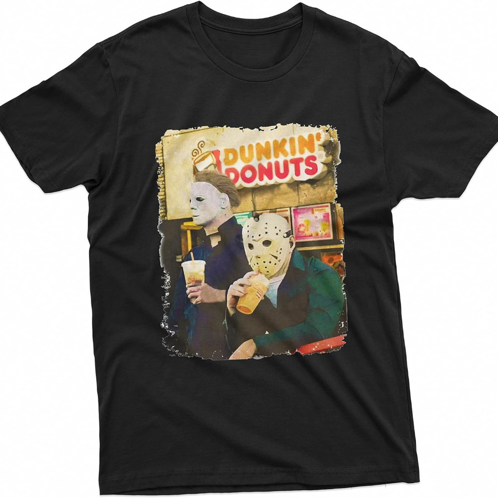 

Halloween Movie Inspired T-shirt Drinking Coffee Funny Humorous Tee For Him