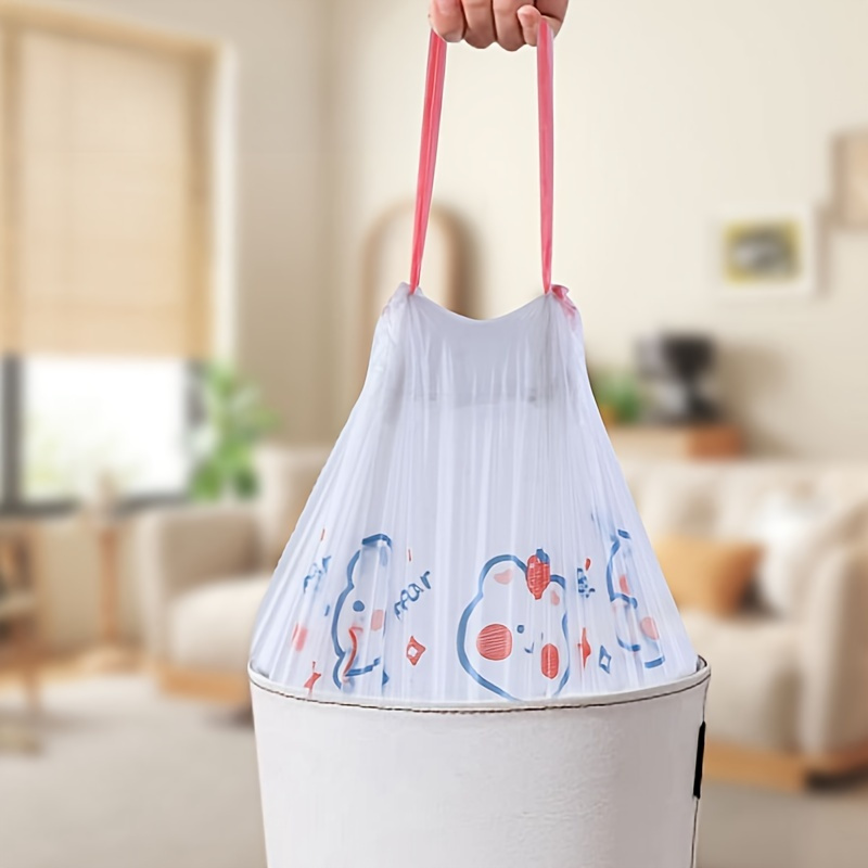 popular   thick drawstring trash bags tear resistant automatic closure disposable garbage bags for home and office use multipurpose polyethylene trash liners details 5