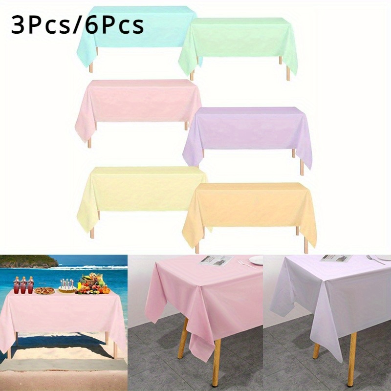 

3pcs/6pcs Pastel Tablecloths Ideal For Birthday, Wedding, Shower, Ice Cream Themed Parties - Durable, Versatile Table Covers For General Use