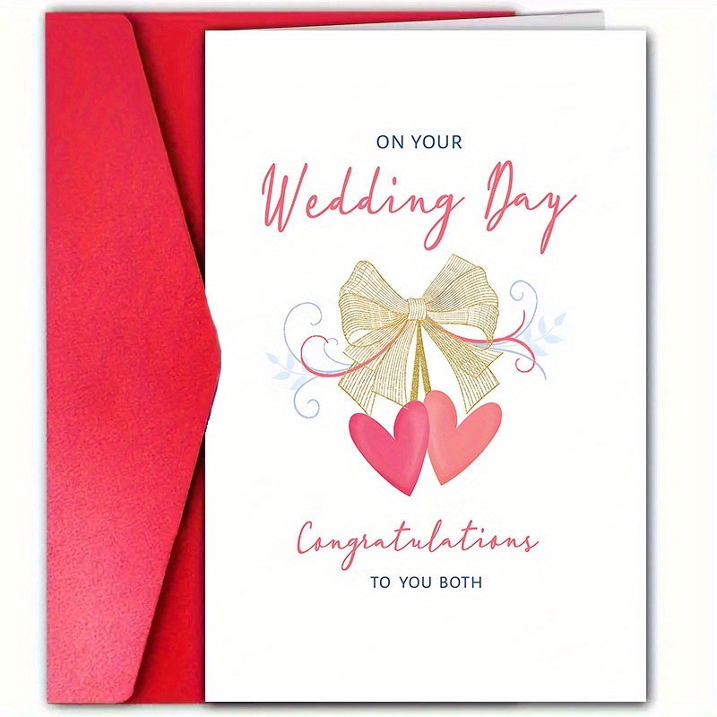 

Elegant Wedding Greeting Card - 1pc 4.7x7.1 Inch Premium Paper Card For Anyone, Featuring Congratulatory Wishes And Heartfelt Blessings For Bride And Groom