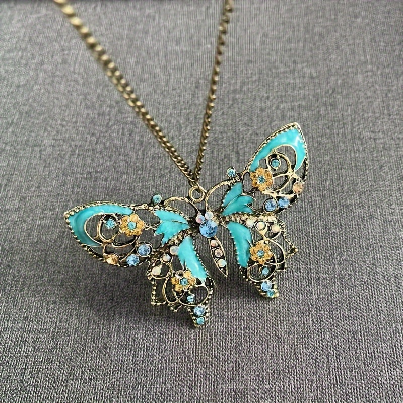 TEMU Vintage Colorful Big Pendant Necklace For Women Women's Necklace Anniversary Gifts To