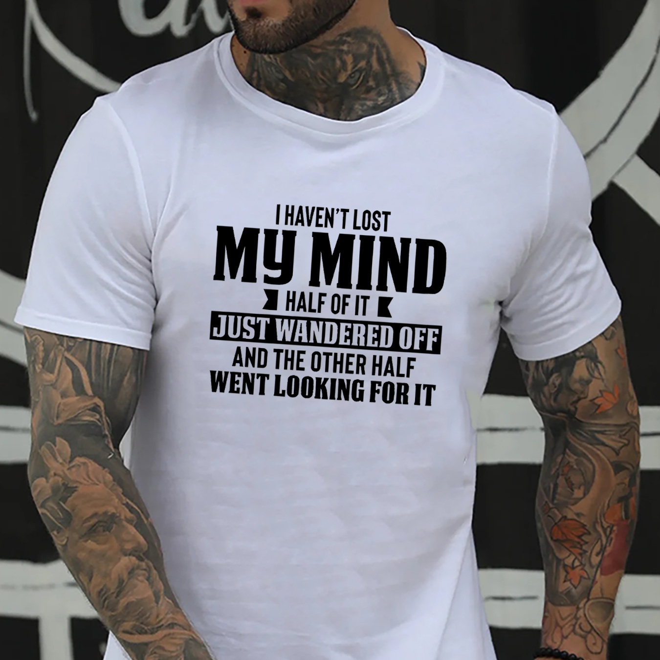 

1 Pc, 100% Cotton T-shirt, Mens Mind Print Premium Fit T-shirt - Ultra-comfortable, Summer-ready Tee For Daily Style - Bold Graphic, Casual Clothing Top