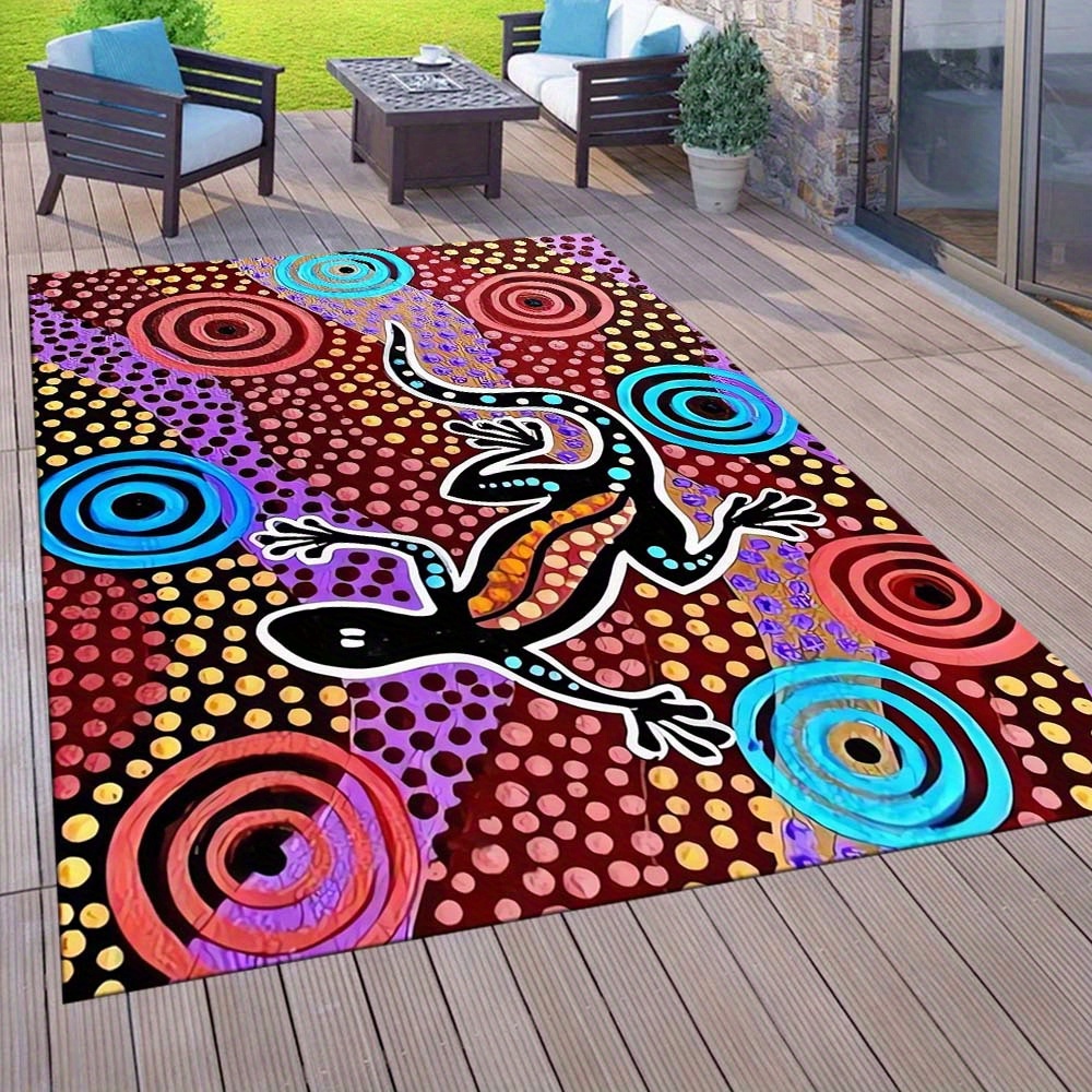 TEMU Lizard Pattern Decorative Area Rug - Polyester Non-waterproof Floor Mat For Living Room, Bedroom, And Patio - 1 Piece Outdoor And Indoor Carpet
