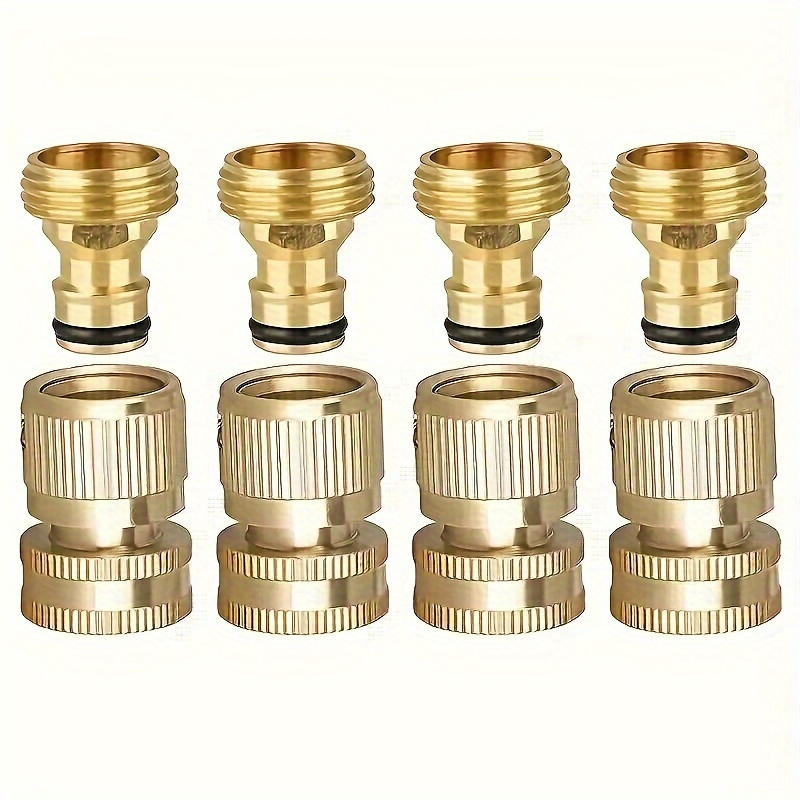 

Brass Garden Hose Quick Connectors 2-pack, 3/4" Ght Female And Male, Us Standard Easy-connect Fittings For Outdoor Lawn, Gardening & Camping, Durable Copper Material