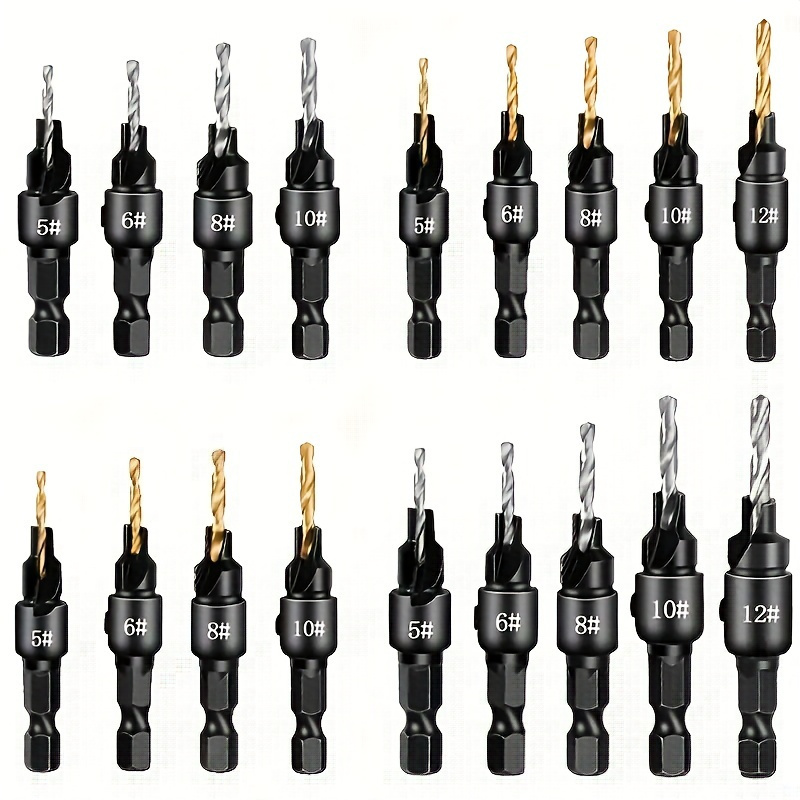 

2 Sets Premium Woodworking Countersink Drill Bit Set - High-quality, Versatile Hex Shank For Smooth Hole Enlargement, Perfect For Diy Home Projects With Sizes #5 #6 #8 #10 #12 And Included L-wrench