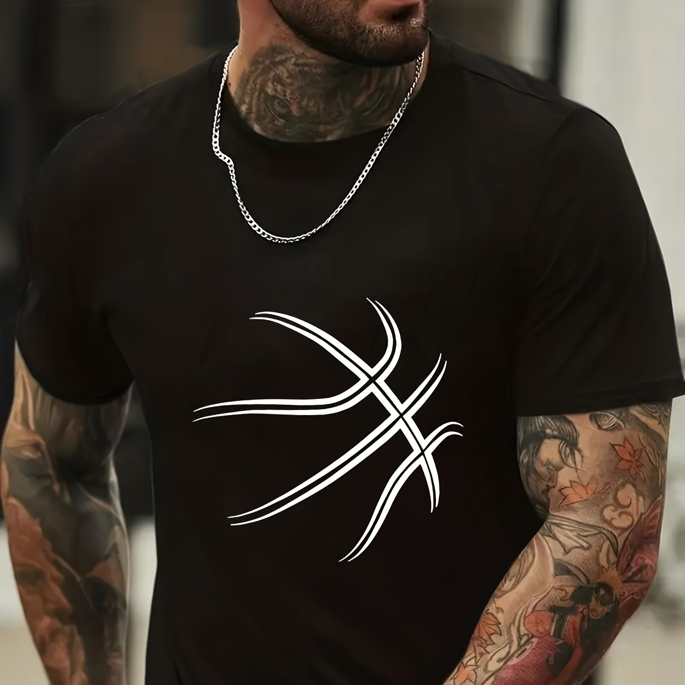 

1 Pc, 100% Cotton T-shirt, Stylish Mens Basketball-themed T-shirt - Soft, Breathable Fabric - Perfect For Casual Wear & Everyday Comfort
