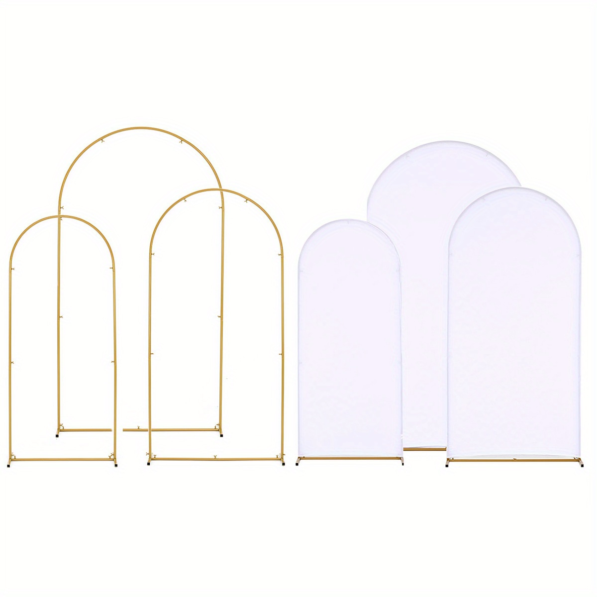 

5.9ft 6.6ft 7.2ft Metal Arch Stand And Cover Arch Backdrop Stand With 3 White Spandex Arch Backdrop Cover For Parties Birthday Wedding Bridal Banquet Ceremony Decoration