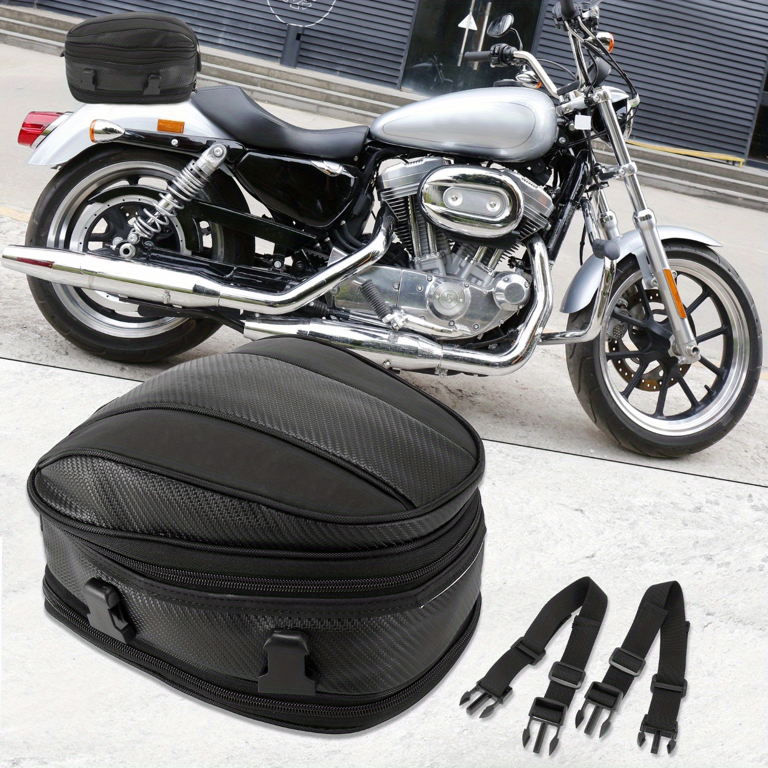 

X Autohaux Motorcycle Seat Tail Bag Motorbike Cycling Travel Rear Luggage Bag Waterproof 1680d Backpack Black