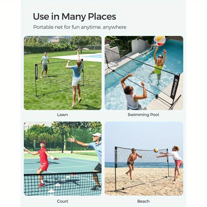 Filet De Badminton Portable Pliable Réglable - Multifonctions Pour Badminton, Volley, Tennis - Intérieur/Extérieur, Léger Et Durable