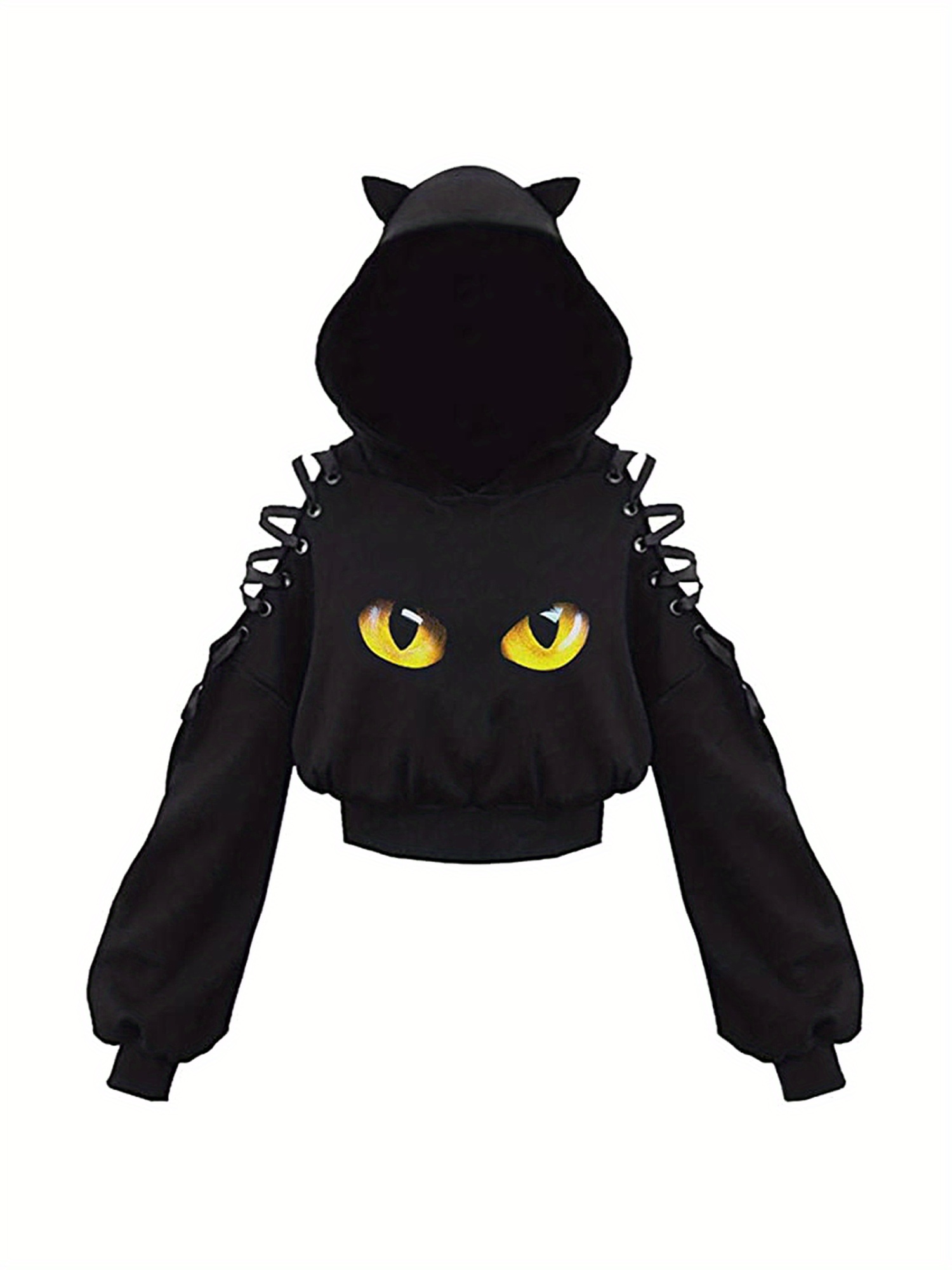 Tシャツ・カットソー AEAE Flashed Cats Eye Raglan HoodieBLACK/IVORY 에이이에이이(AEAE) Flashed Cats Eye Raglan Hoodie-[BLACK