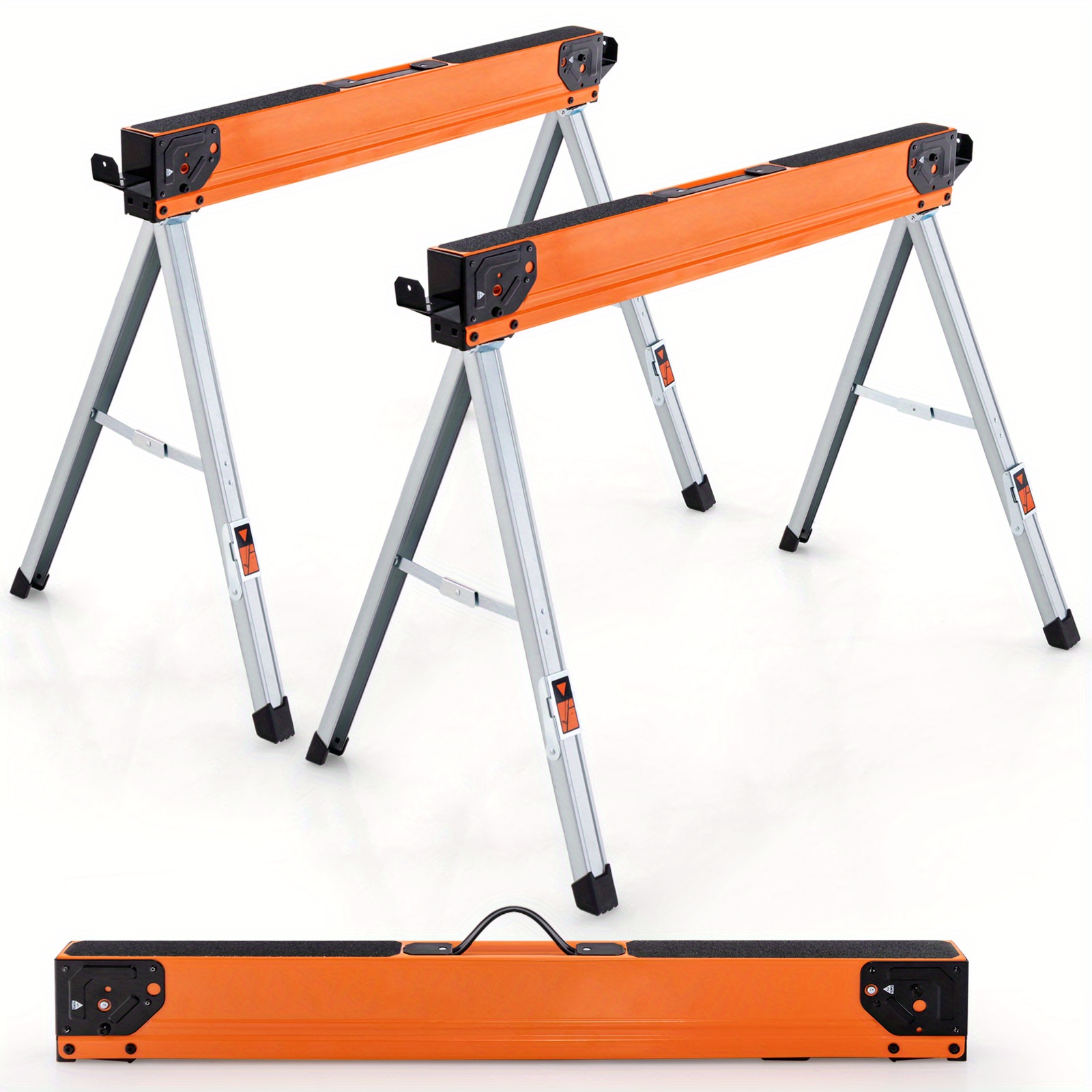 TEMU Ironmax 2 Pack Saw Horses Portable Sawhorses W/ Folding Design Non-slip Pads & Surface