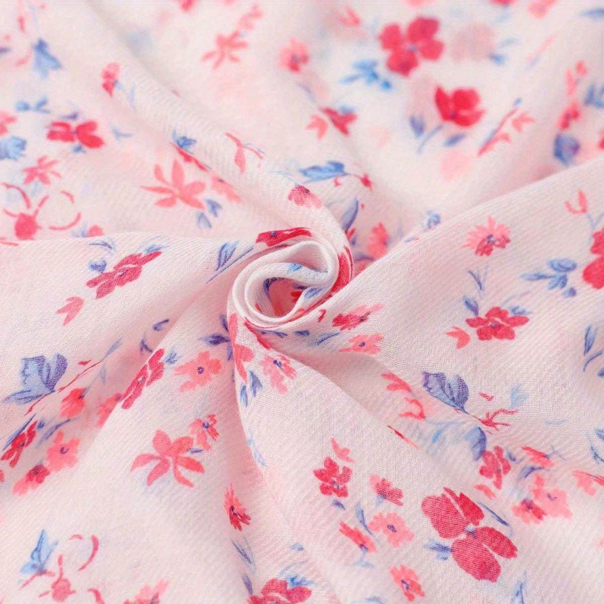 Elegant Floral Tassel Scarf, Thin Bali Chiffon Sunscreen Shawl