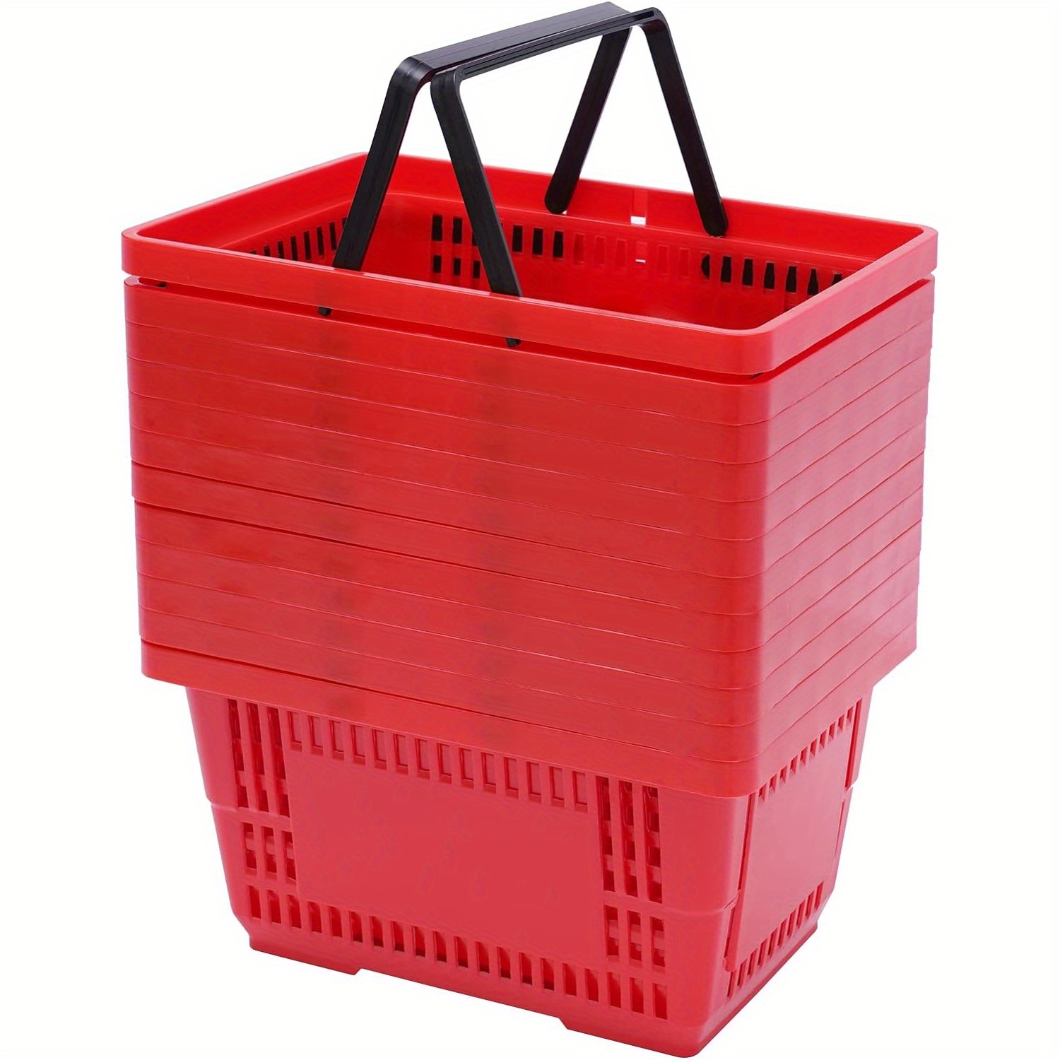 

Oukaning 12pcs Red Shopping Baskets Baskets With Handles Handheld Retail Baskets Stackable Shopping For Retail Store Supermarket Bookstore Home Storage 18l 17*12*9in (red) For Store Display