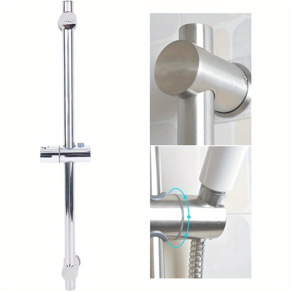 

Shower Riser Rail 66cm Adjustable Polished Shower Head Holder Bar Wall Mounted Shower Slide Bar Stainless Steel Shower Holder Bracket For Bathroom