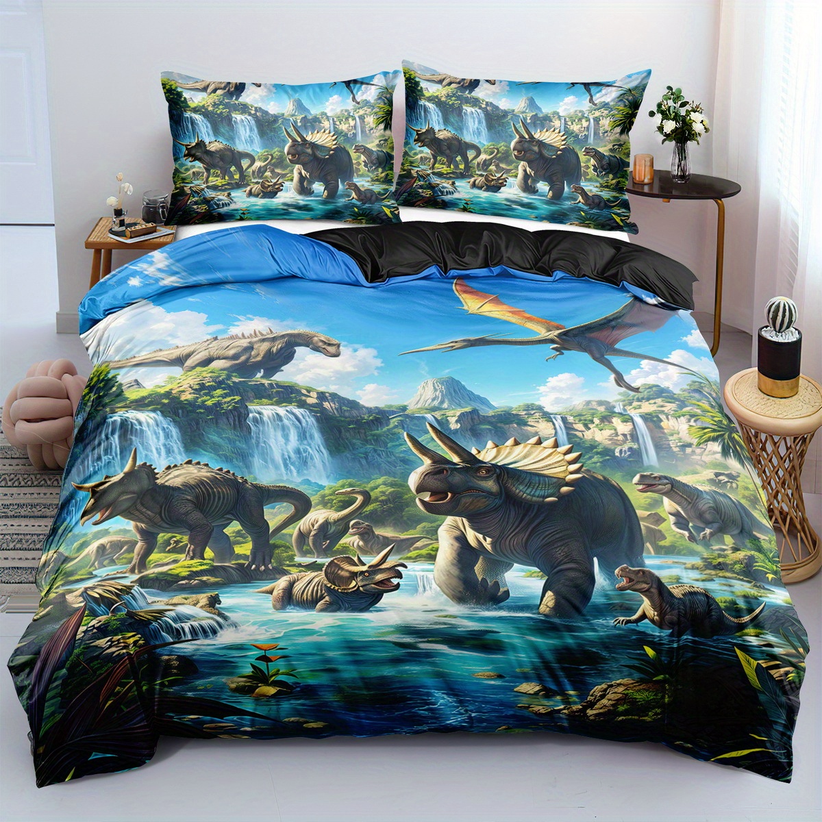 

Dinosaur-themed Duvet Cover Set For - 2/3pcs Soft & Cozy Bedding With 3d Dino Prints, Breathable Polyester, Zip Closure - All , Machine Washable (duvet Cover + 1/2 Pillowcases, Comforter Not Included)