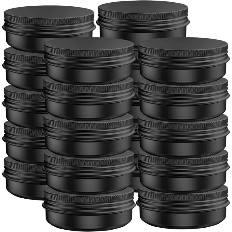 TEMU 20-pack Aluminum Tin Jars With Screw - 30ml Leakproof Containers For Cosmetics, Salves, And Lip Balms, Unscented, Closure, Multi-use Storage