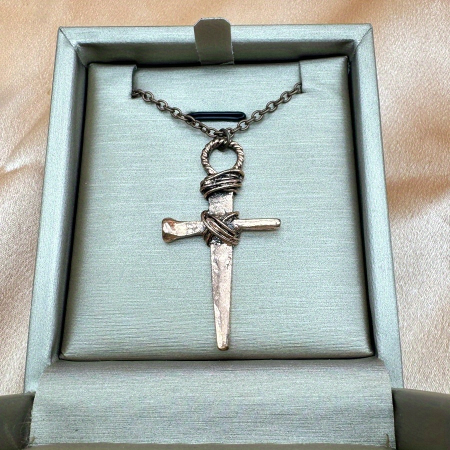 1pc luxury fashion creative cross necklace mens cross rust nail pendant necklace mens jewelry accessories birthday anniversary gift for lovers and friends necklace christmas necklace details 0