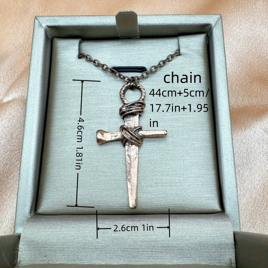 1pc luxury fashion creative cross necklace mens cross rust nail pendant necklace mens jewelry accessories birthday anniversary gift for lovers and friends necklace christmas necklace details 5