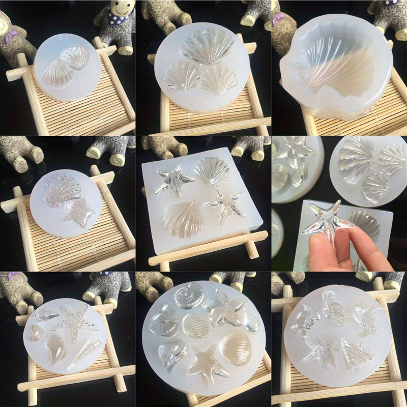 

4pcs/set Ocean Series Crab Shell Sea Star Sea Snail Horse Crystal Dropper Mold Phone Case Decoration Accessories Tool