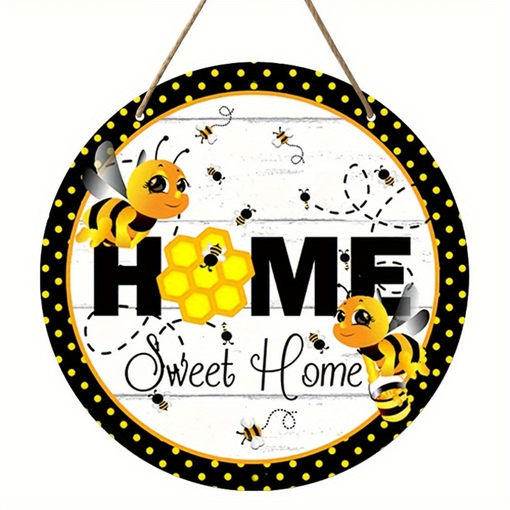 

Round Wooden Bee Wreath Sign, Summer Wreath Signs, Signs For Wreaths, Suitable For Craft Decoration, Backyard, Patio, , Bedroom, Door Hanging Wall Decor