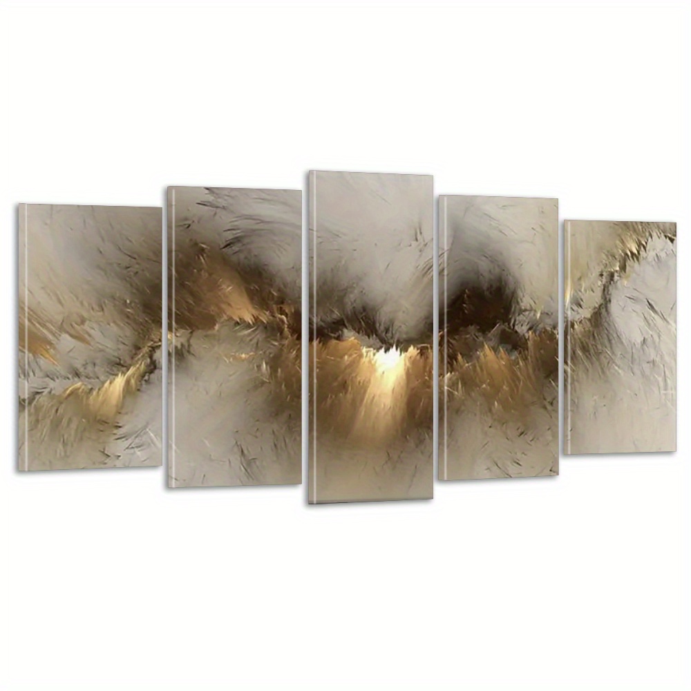 

5pcs Framed Modern Wall Art Set - Abstract Canvas Prints, Style Posters For Living Room, Bedroom, Office Decor - Wooden Frame Included