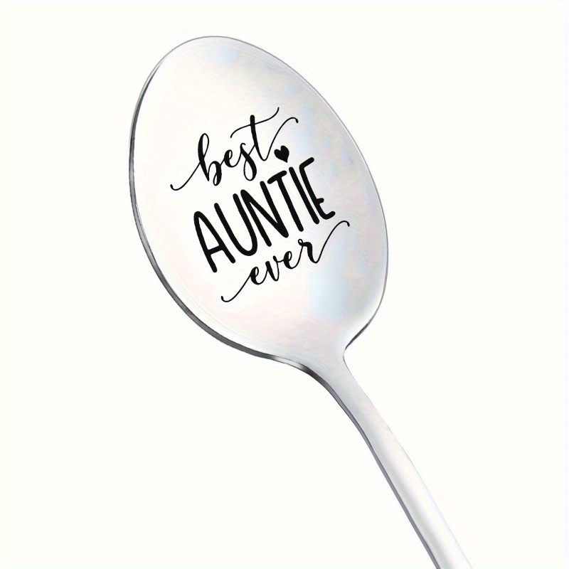 

Stainless Steel Engraved "best Auntie Ever" Spoon - Mirror Polished, Novelty Gift Spoon For Aunts, Ideal For Coffee, Ice Cream, Desserts, Family Gatherings, Birthday Celebrations, 1pc