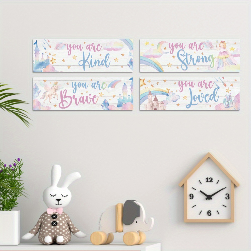 

Decor 4pc Inspirational Wooden , , Decor For Kindergarten, 11.8x 3.9