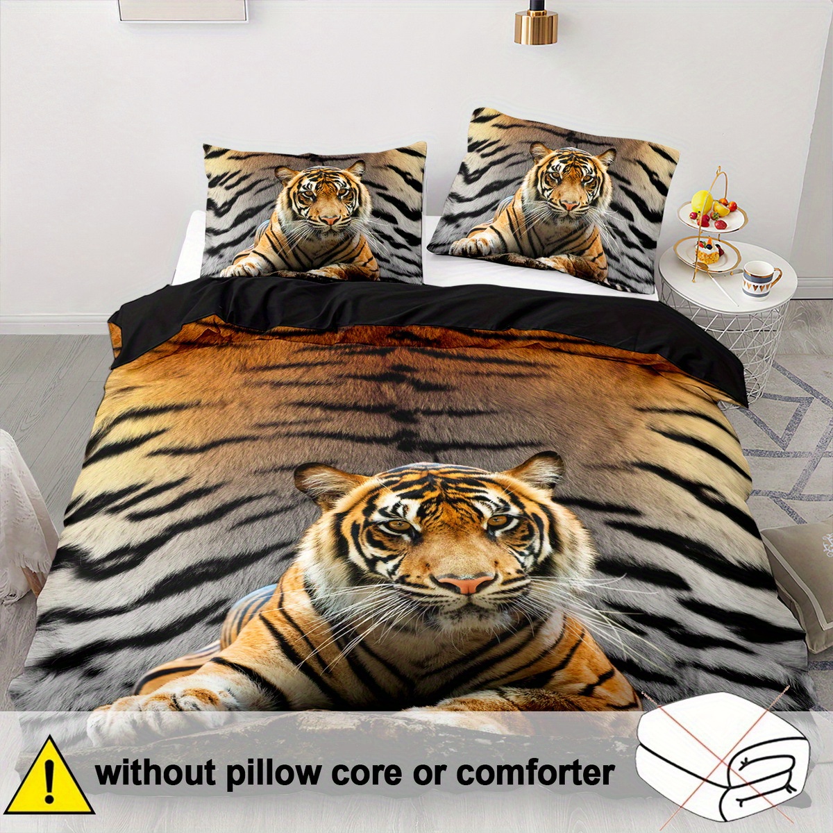TEMU 2/3pcs Duvet Cover Set, Soft And Comfortable, Tiger Duvet Cover Twin, Duvet Cover Set Twin Size Tiger, 3d Tiger Bedding Twin Bed Set, Animal