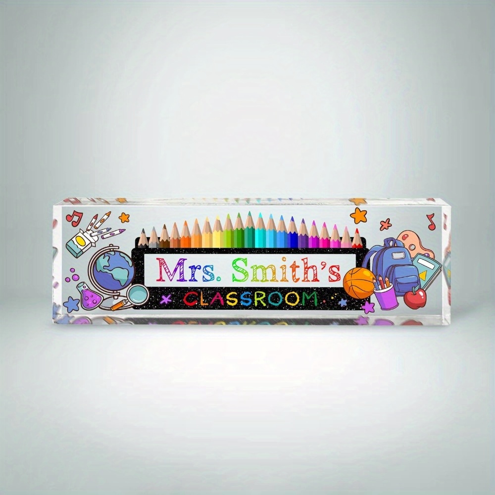 

Personalized Acrylic Desk Name Plate - Custom Office Decor Gift For Teachers, Bosses, And Coworkers