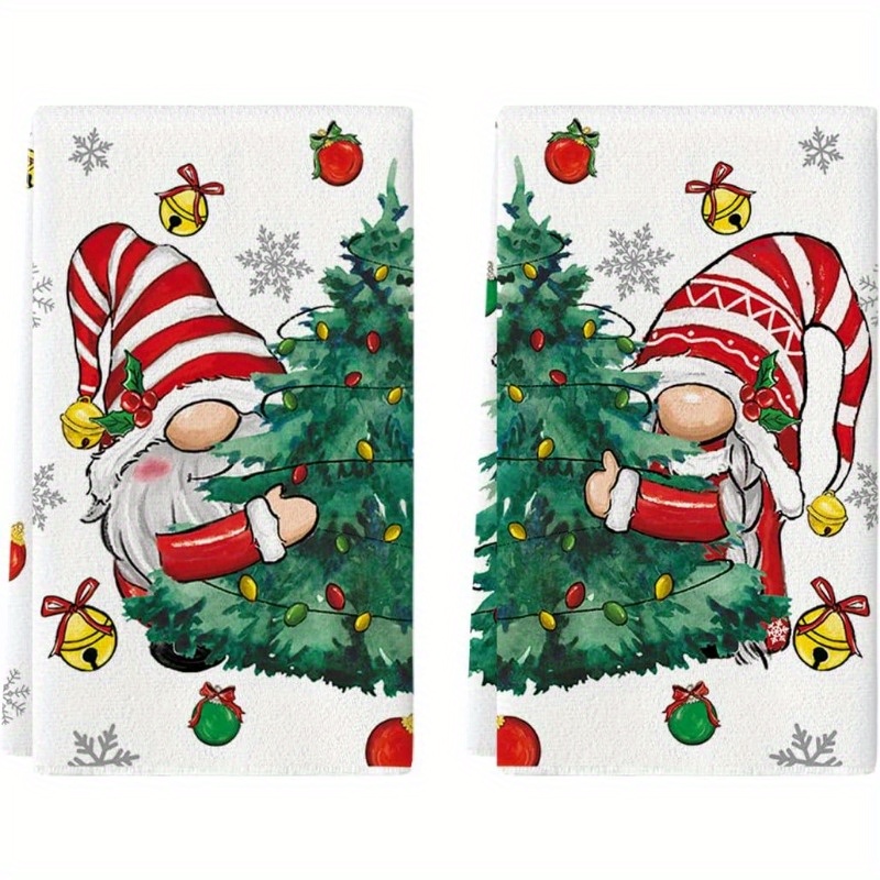 

2pcs Polyester Christmas Kitchen Towels - Dwarf & , Holiday Decor, 18x26 Inches