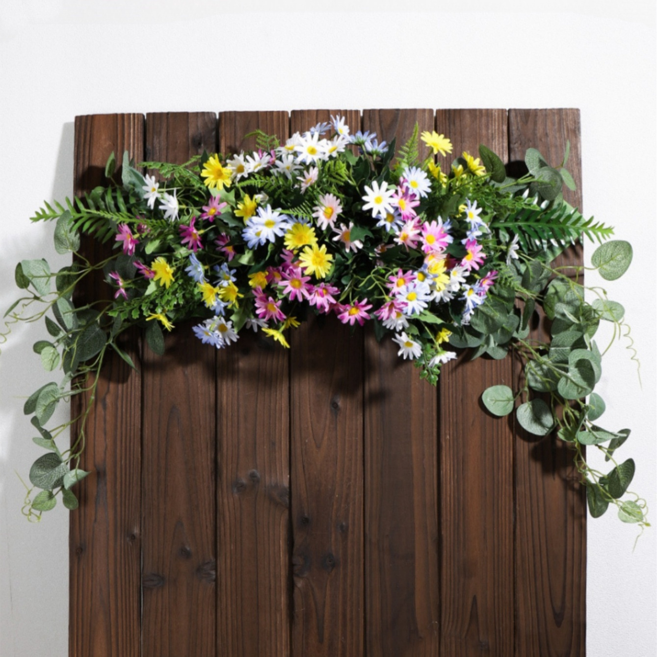 

29.5in Artificial Daisy Swag, Rustic Fake Flower Floral Swag Green Leaves Daisy Door Wreath Wedding Arch Flowers For Lintel, Spring Summer Decorative Swag For Home Party Wall (multicolor)