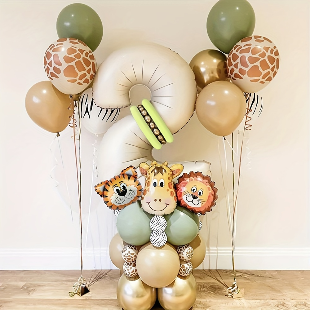 

Safari Theme Foil Balloon Garland Set: Lion, Tiger, Giraffe, Number Balloons For Birthday Party Decor - 40 Pcs