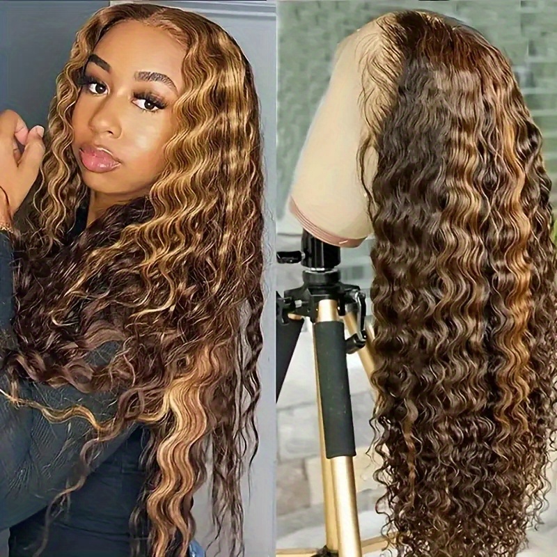 p4 27 ombre brazilian deep wave wig 180 density - Temu display picture 1