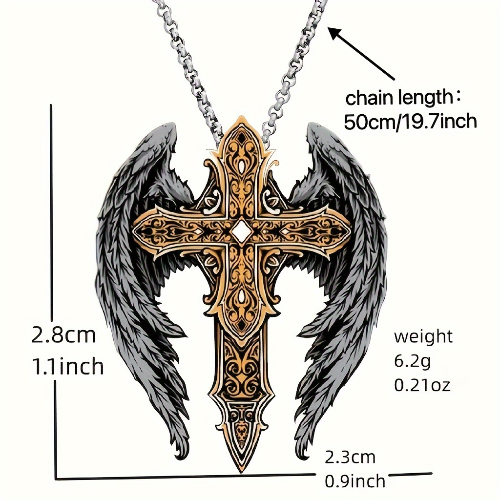 trendy mens pendant cross wings necklace delicate vintage necklace statement jewelry christmas gift details 5